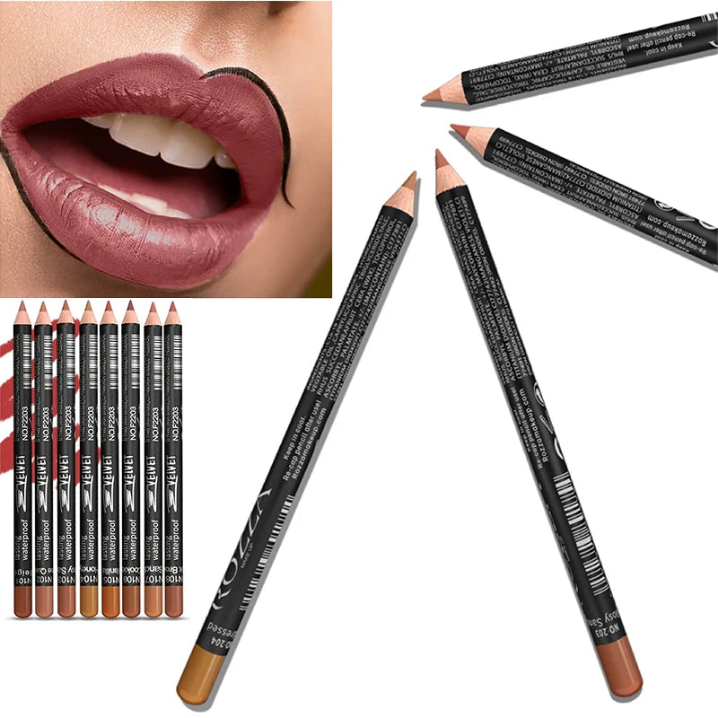 14 Color Nude Matte Lipstick Pencil Long-lasting Waterproof Lip Pencil High Pigmented Lip Liner Lip Makeup Tool